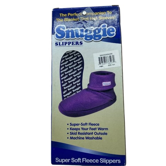 Snuggie Girls Kids Pink Slippers NEW in Box Fleece Size Medium 13–1 Super Soft - Picture 4 of 7